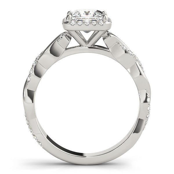 Pavé Twisted Shank Halo Princess Cut Engagement Ring - Elgrissy Diamonds