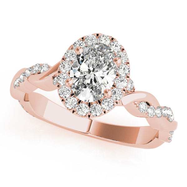 Twisted Vine Halo Oval Engagement Ring - Elgrissy Diamonds