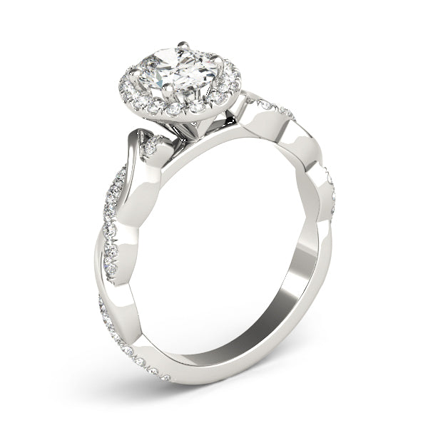 Twisted Vine Halo Oval Engagement Ring - Elgrissy Diamonds