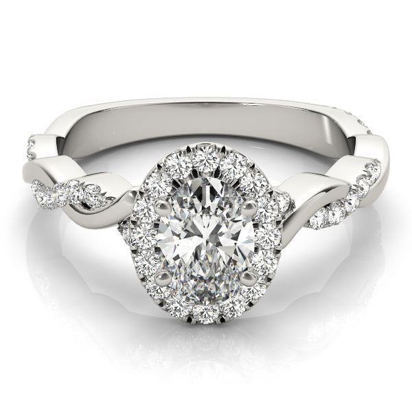 Twisted Vine Halo Oval Engagement Ring - Elgrissy Diamonds