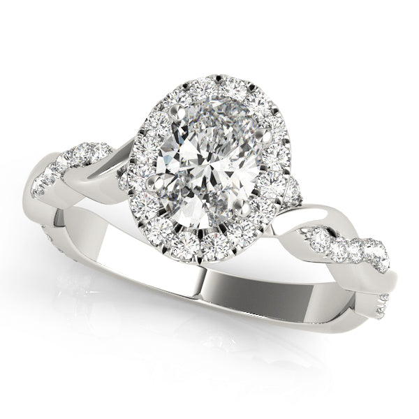 Twisted Vine Halo Oval Engagement Ring - Elgrissy Diamonds