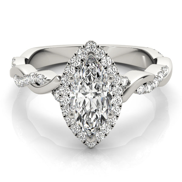 Marquise Halo Split Shank Diamond Engagement Ring - Elgrissy Diamonds