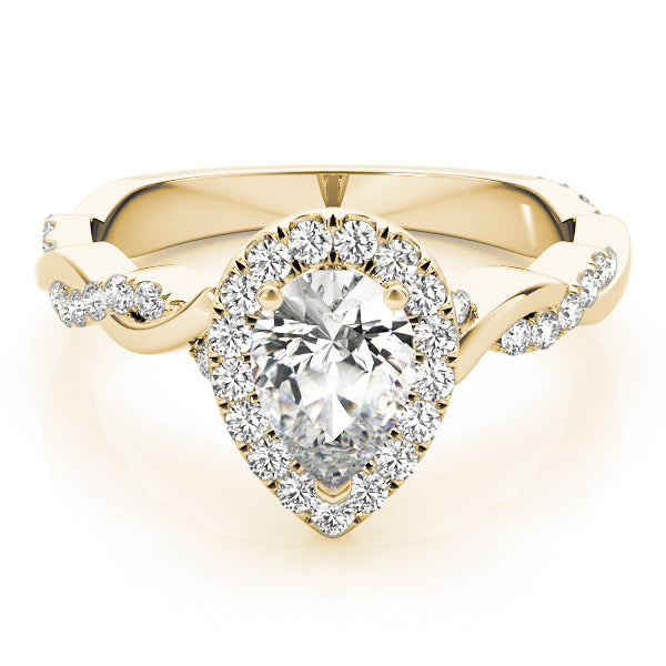 Twisted Pavé Shank Halo Pear Shape Engagement Ring - Elgrissy Diamonds