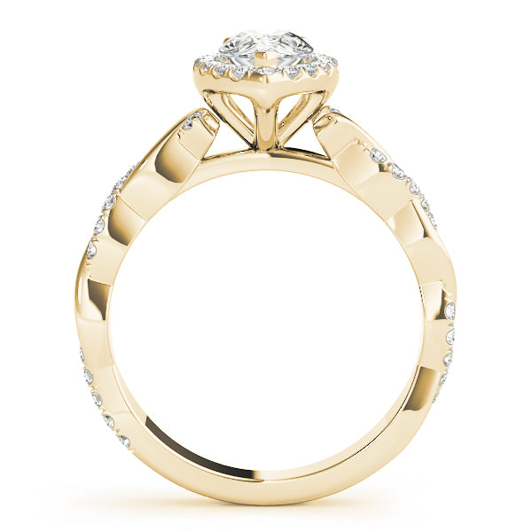 Twisted Pavé Shank Halo Pear Shape Engagement Ring - Elgrissy Diamonds