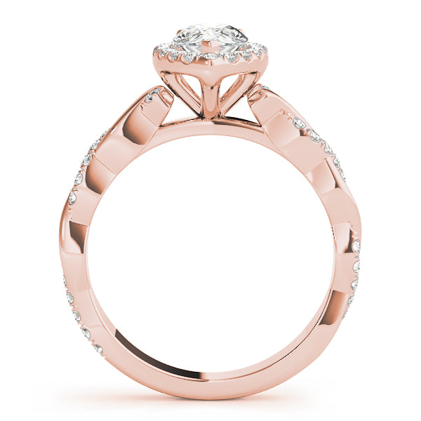 Twisted Pavé Shank Halo Pear Shape Engagement Ring - Elgrissy Diamonds