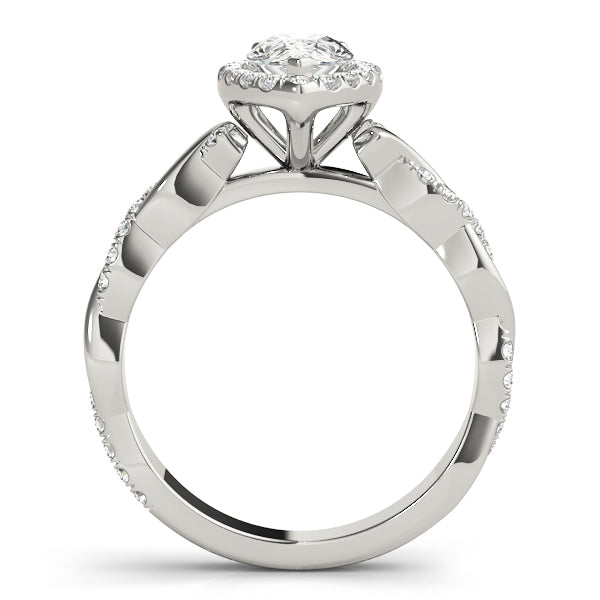Twisted Pavé Shank Halo Pear Shape Engagement Ring - Elgrissy Diamonds