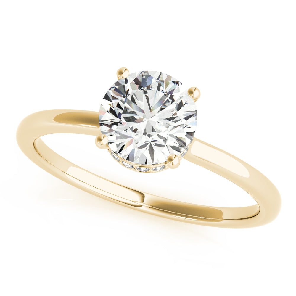 Classic Round Diamond Solitarie Hidden Halo Engagement Ring - Elgrissy Diamonds