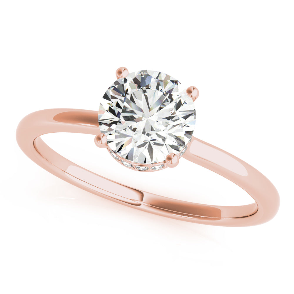 Classic Round Diamond Solitarie Hidden Halo Engagement Ring - Elgrissy Diamonds