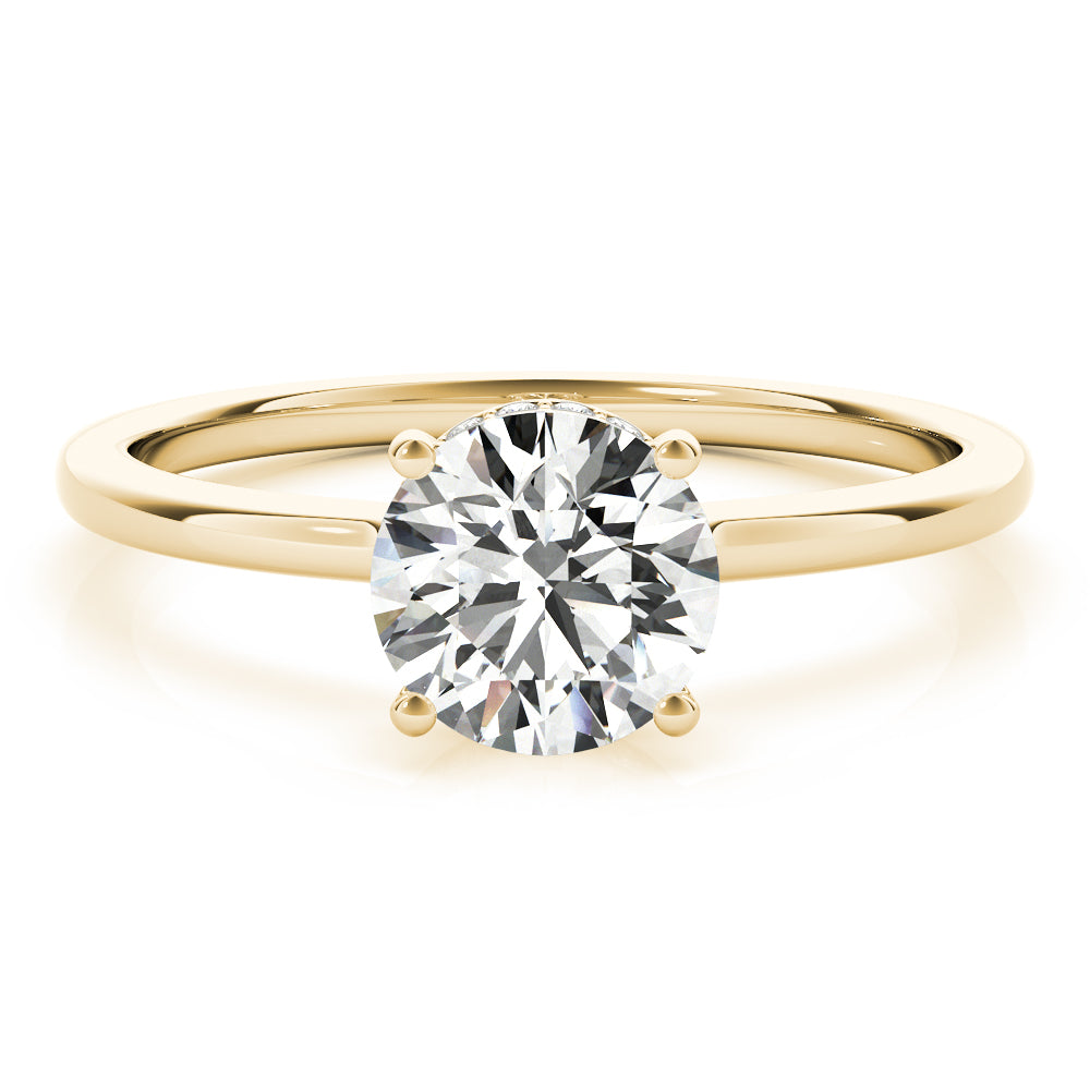 Classic Round Diamond Solitarie Hidden Halo Engagement Ring - Elgrissy Diamonds