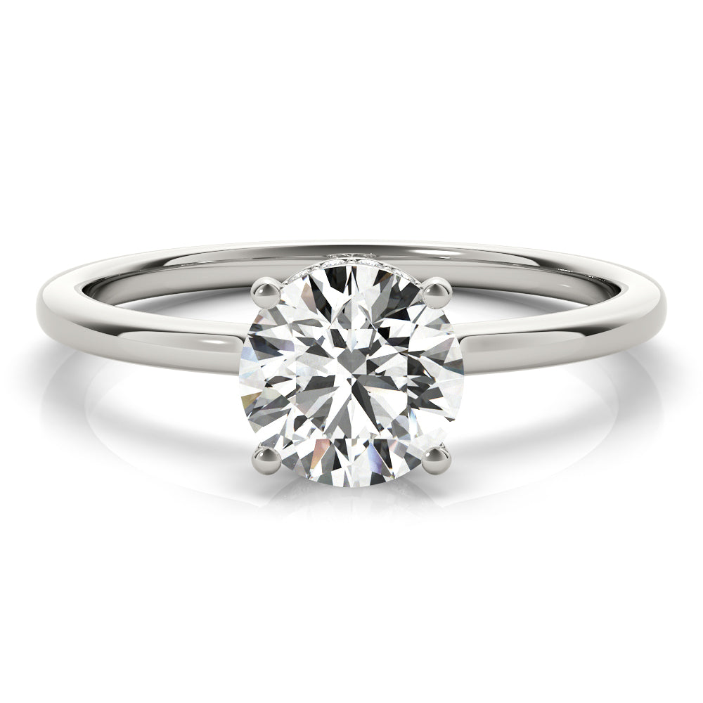 Classic Round Diamond Solitarie Hidden Halo Engagement Ring - Elgrissy Diamonds