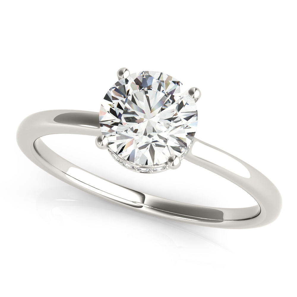 Classic Round Diamond Solitarie Hidden Halo Engagement Ring - Elgrissy Diamonds