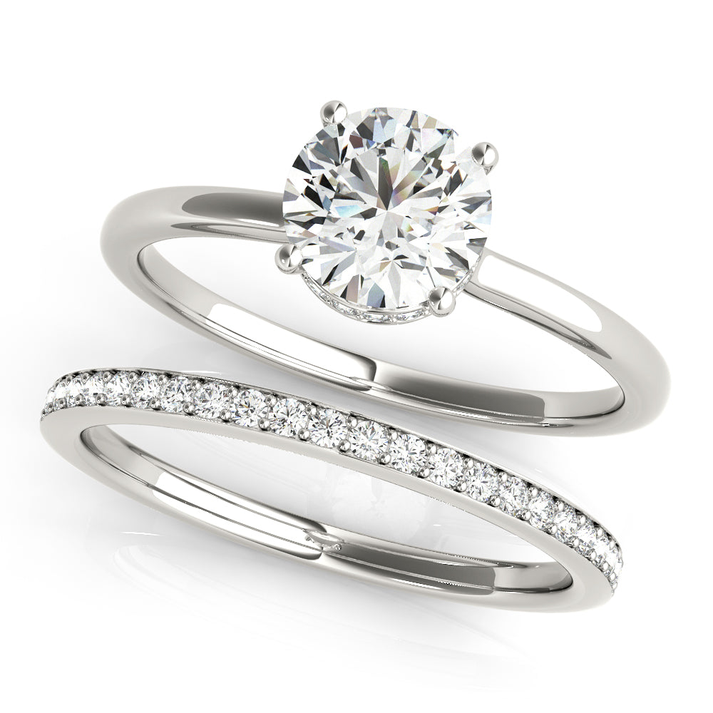Classic Round Diamond Solitarie Hidden Halo Engagement Ring - Elgrissy Diamonds