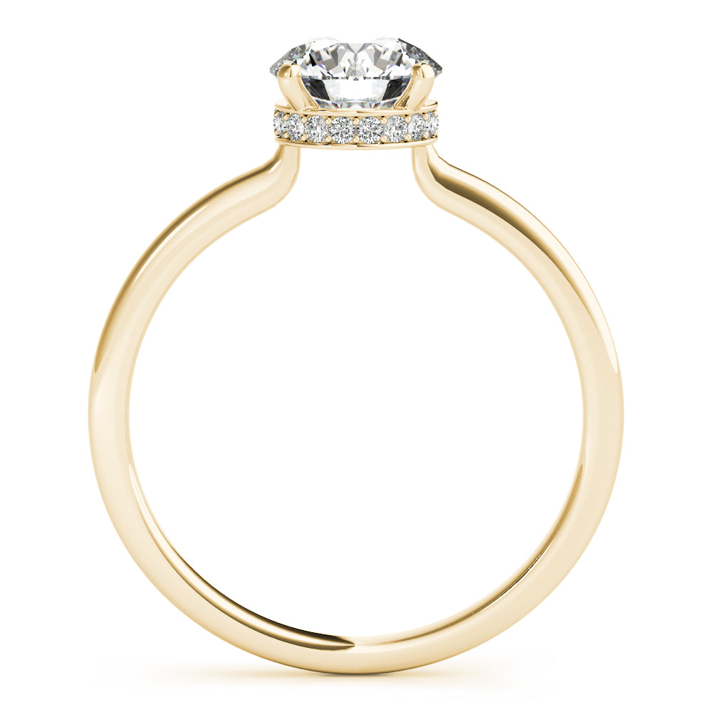 Classic Round Diamond Solitarie Hidden Halo Engagement Ring - Elgrissy Diamonds