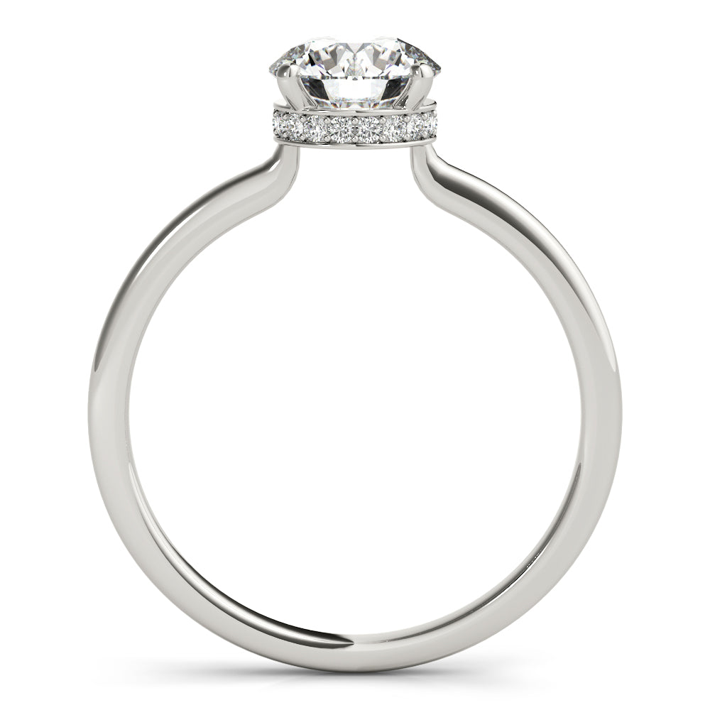 Classic Round Diamond Solitarie Hidden Halo Engagement Ring - Elgrissy Diamonds