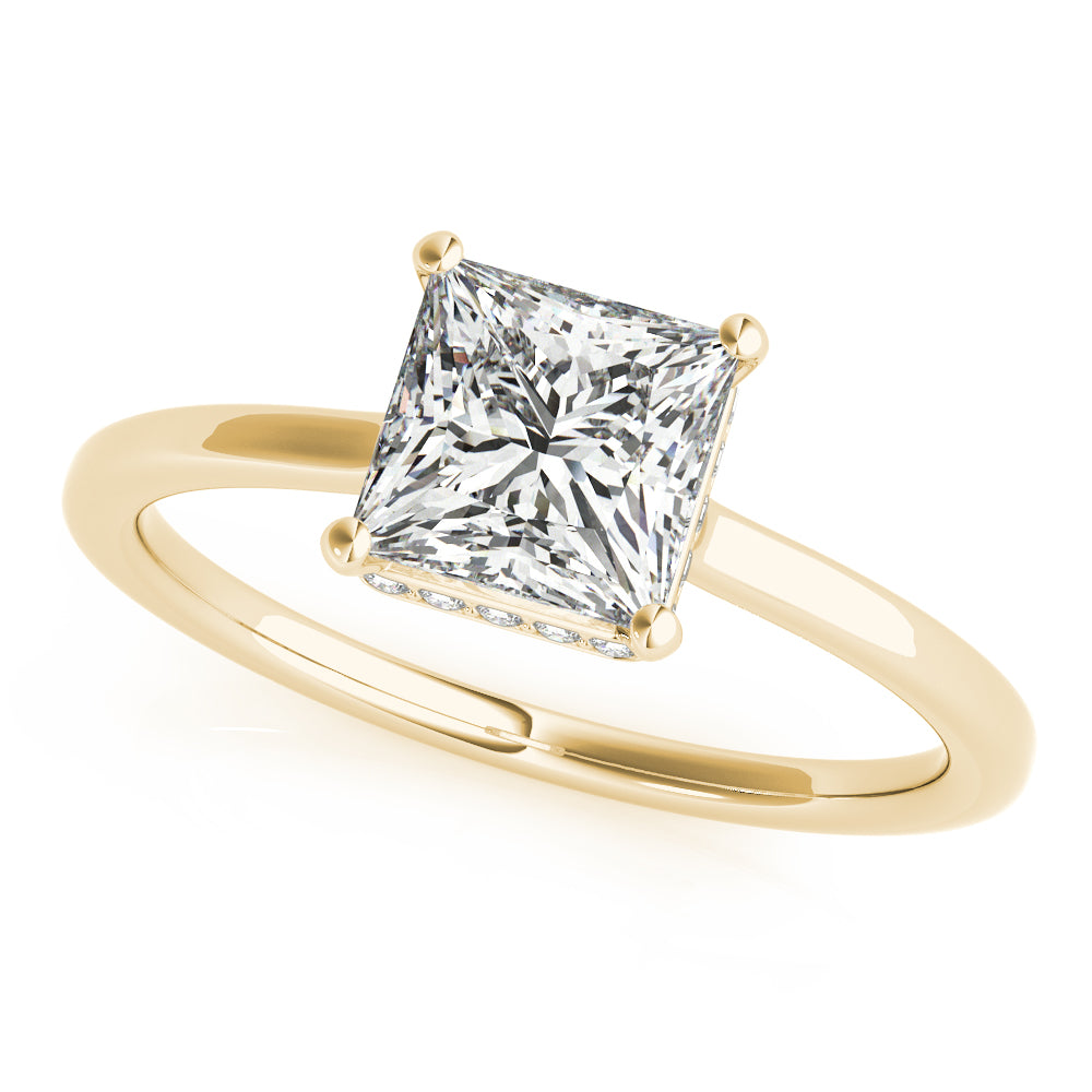 Hidden Halo Solitaire Princess Cut Engagement Ring - Elgrissy Diamonds