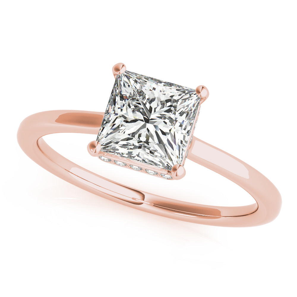 Hidden Halo Solitaire Princess Cut Engagement Ring - Elgrissy Diamonds