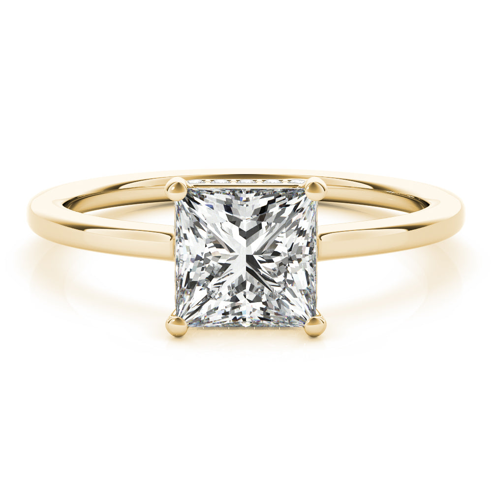 Hidden Halo Solitaire Princess Cut Engagement Ring - Elgrissy Diamonds