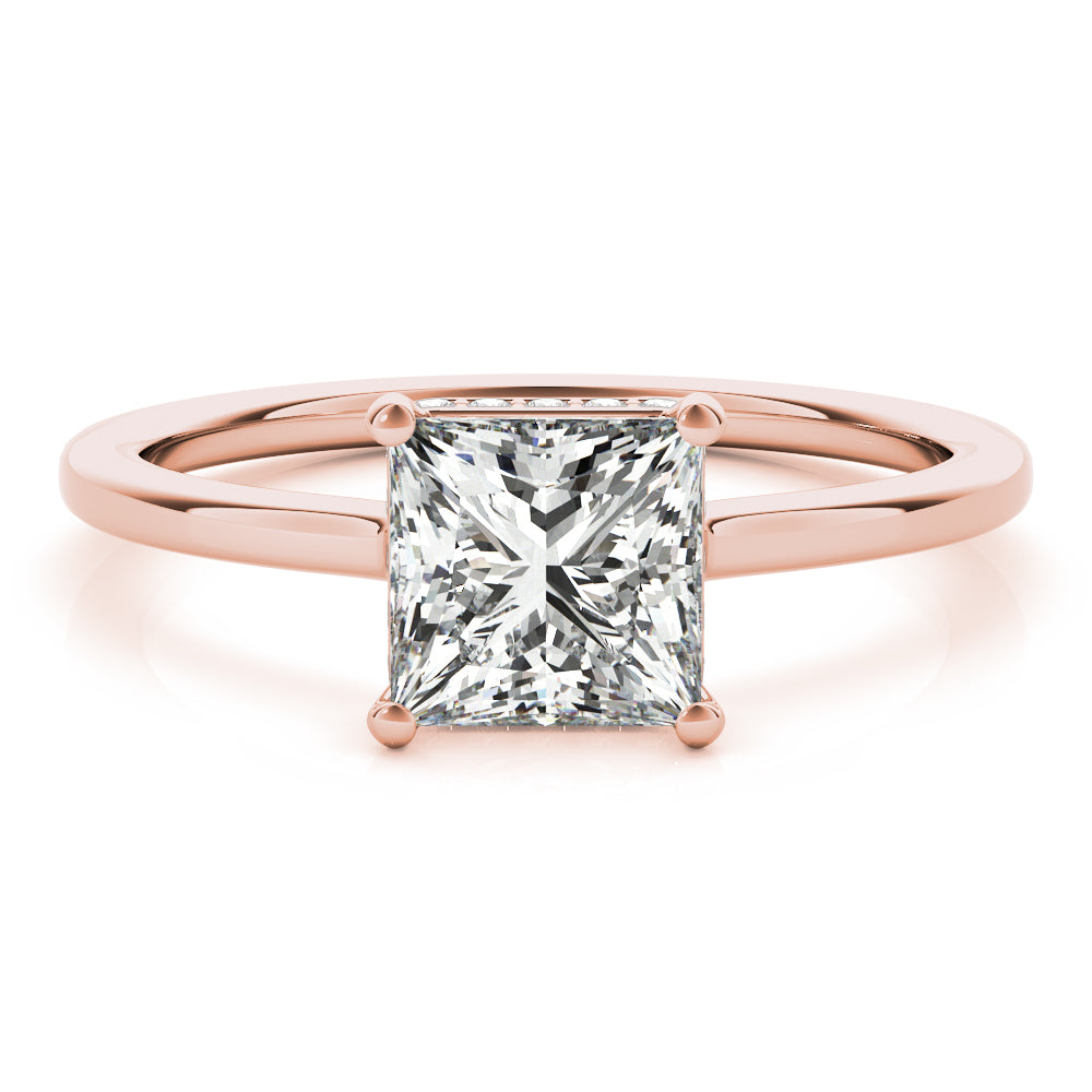 Hidden Halo Solitaire Princess Cut Engagement Ring - Elgrissy Diamonds