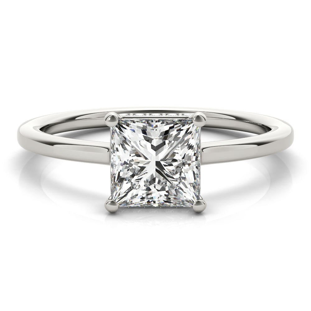 Hidden Halo Solitaire Princess Cut Engagement Ring - Elgrissy Diamonds