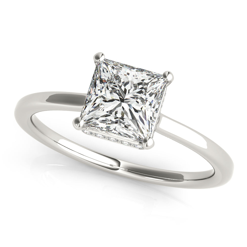 Hidden Halo Solitaire Princess Cut Engagement Ring - Elgrissy Diamonds