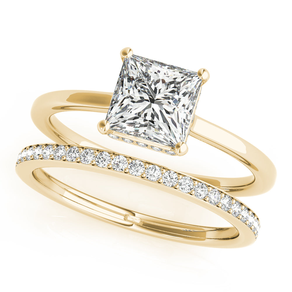 Hidden Halo Solitaire Princess Cut Engagement Ring - Elgrissy Diamonds