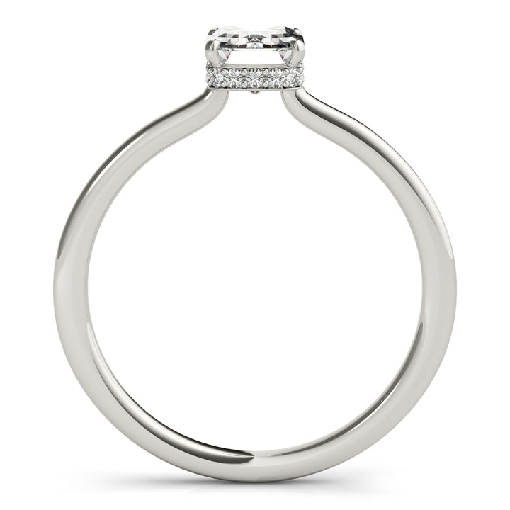 Classic Solitaire Hidden Halo Emerald Cut Engagement Ring - Elgrissy Diamonds