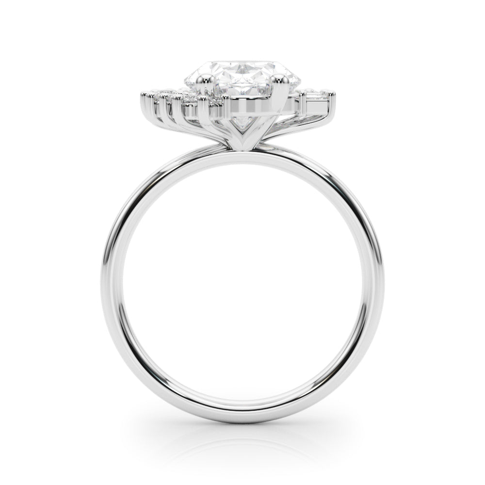 Oval Multi side Stones Engagement Ring - Elgrissy Diamonds