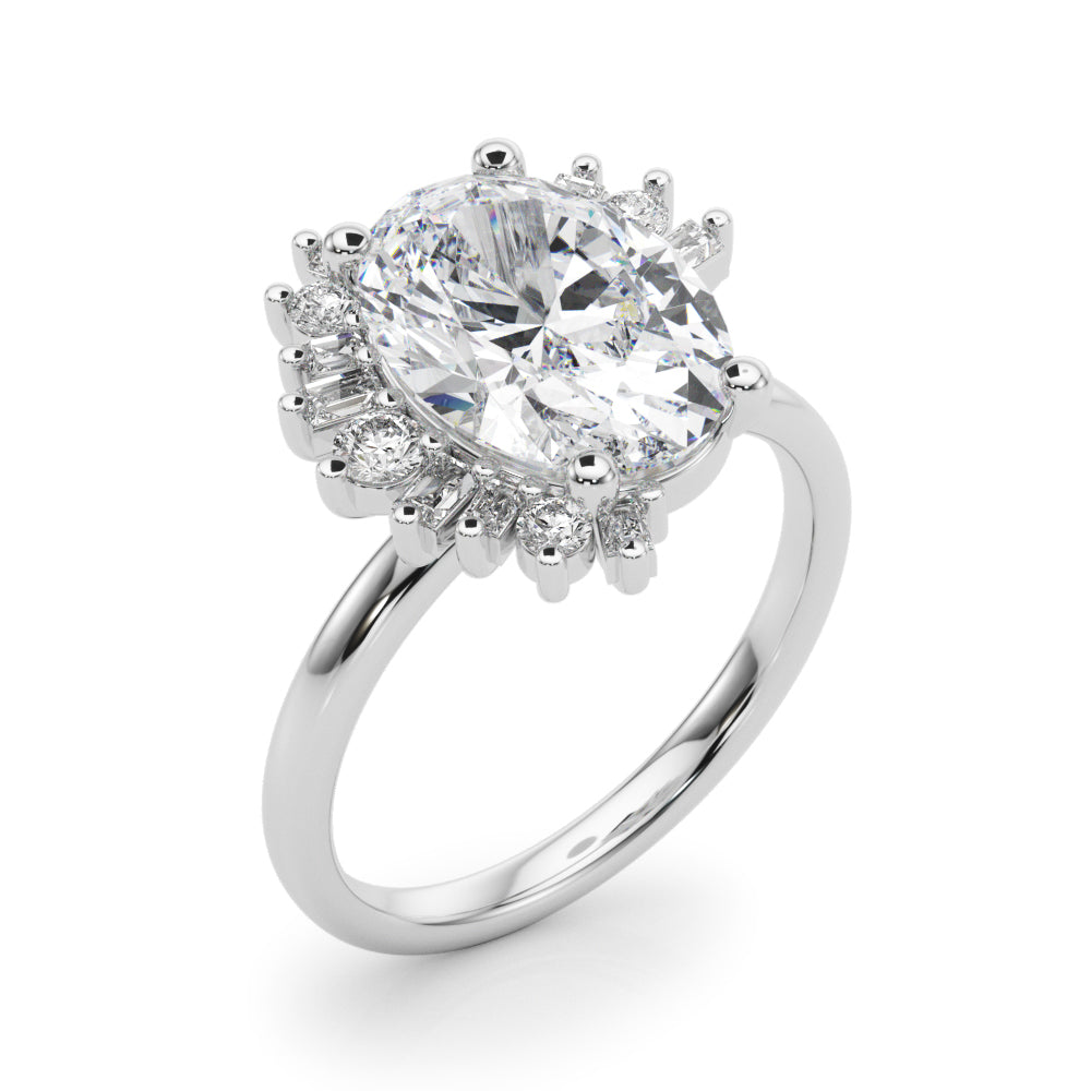 Oval Multi side Stones Engagement Ring - Elgrissy Diamonds