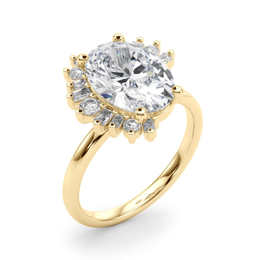 Oval Multi side Stones Engagement Ring - Elgrissy Diamonds