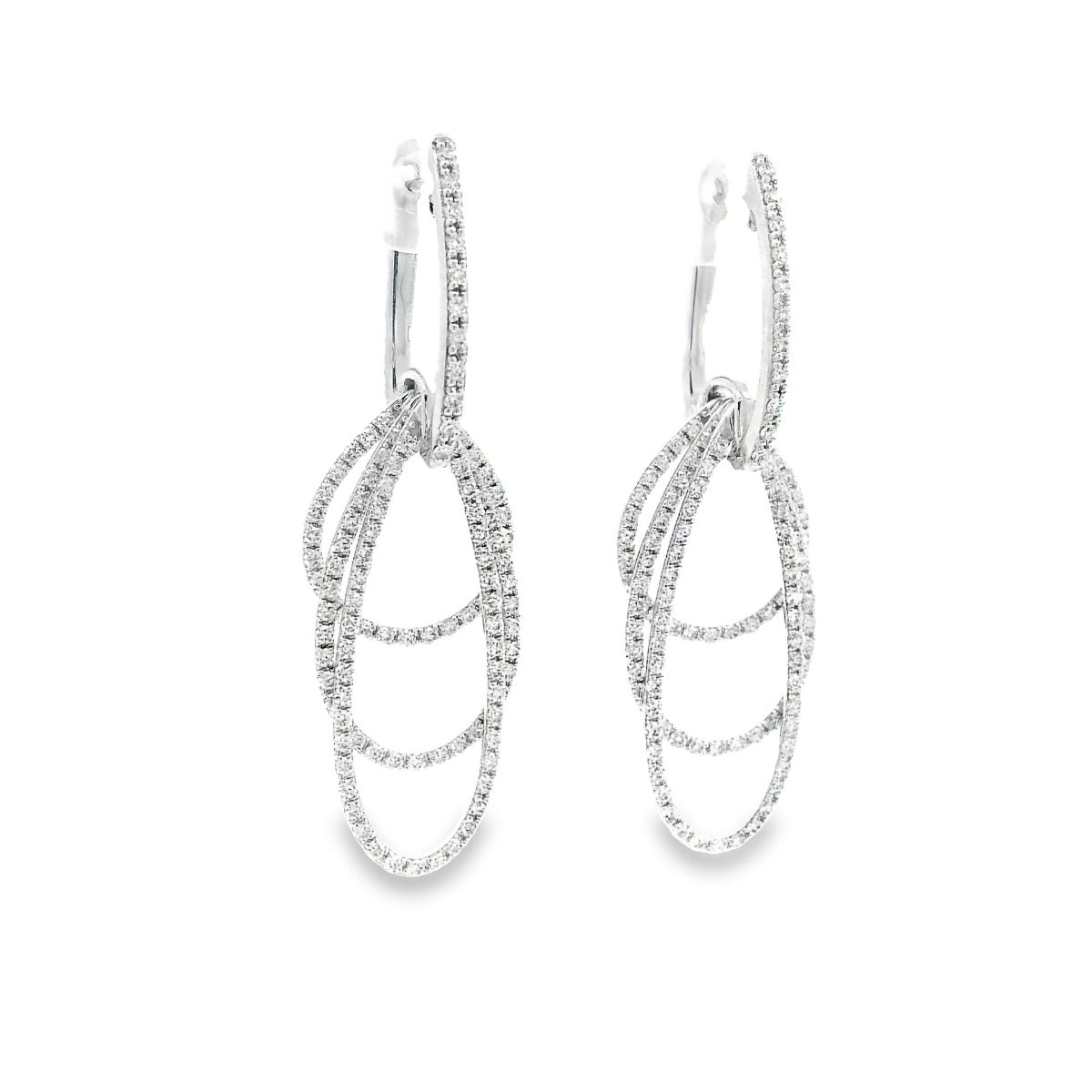 Triple Rows Dangling Earrings - Elgrissy Diamonds