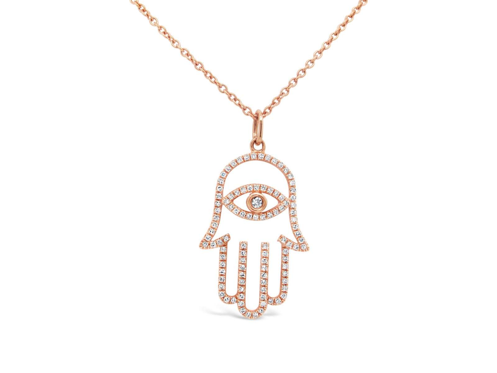 Pavé Hamsa Evil Eye Pendant Necklace - Elgrissy Diamonds