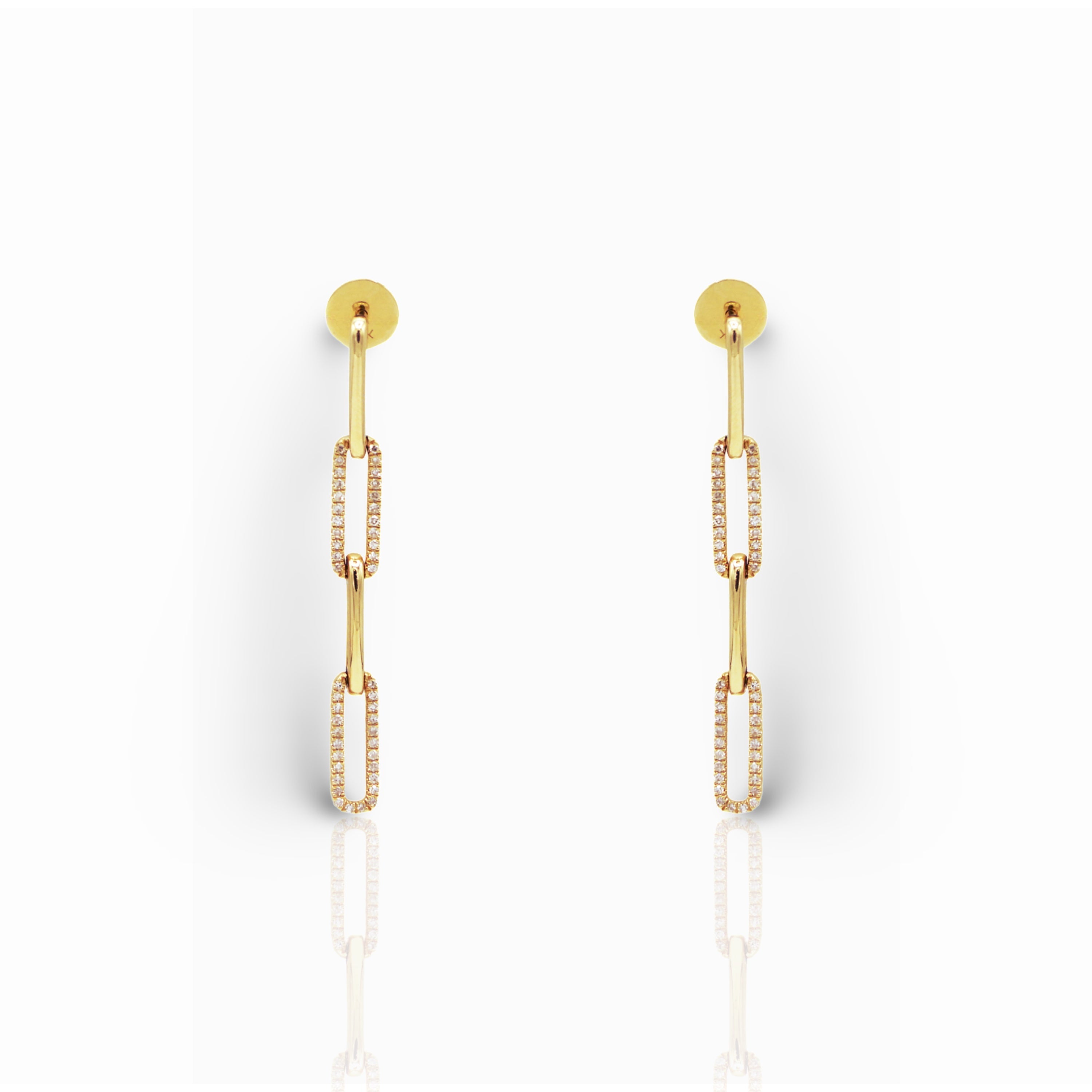 Paper Clip Drop Earrings - Elgrissy Diamonds