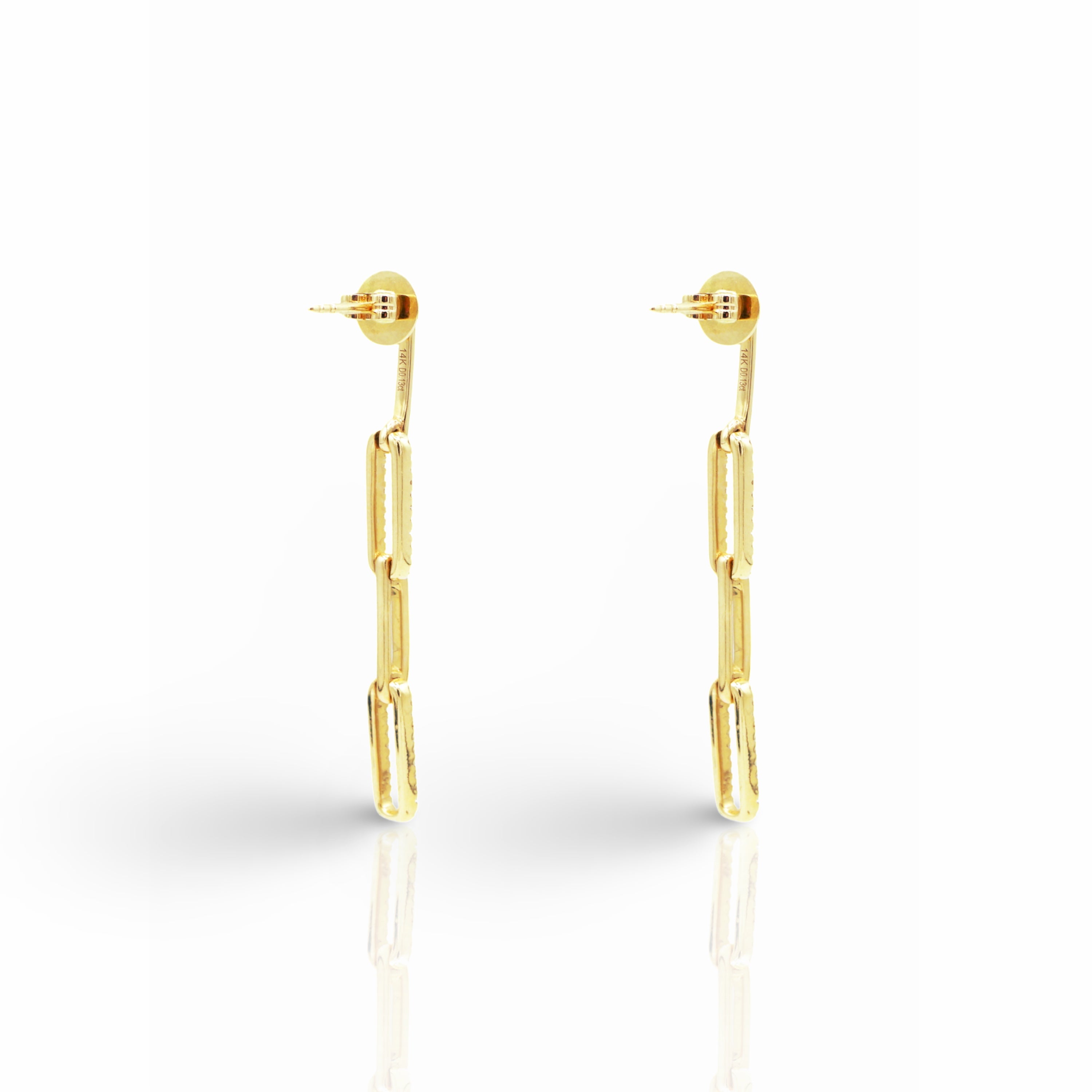 Paper Clip Drop Earrings - Elgrissy Diamonds