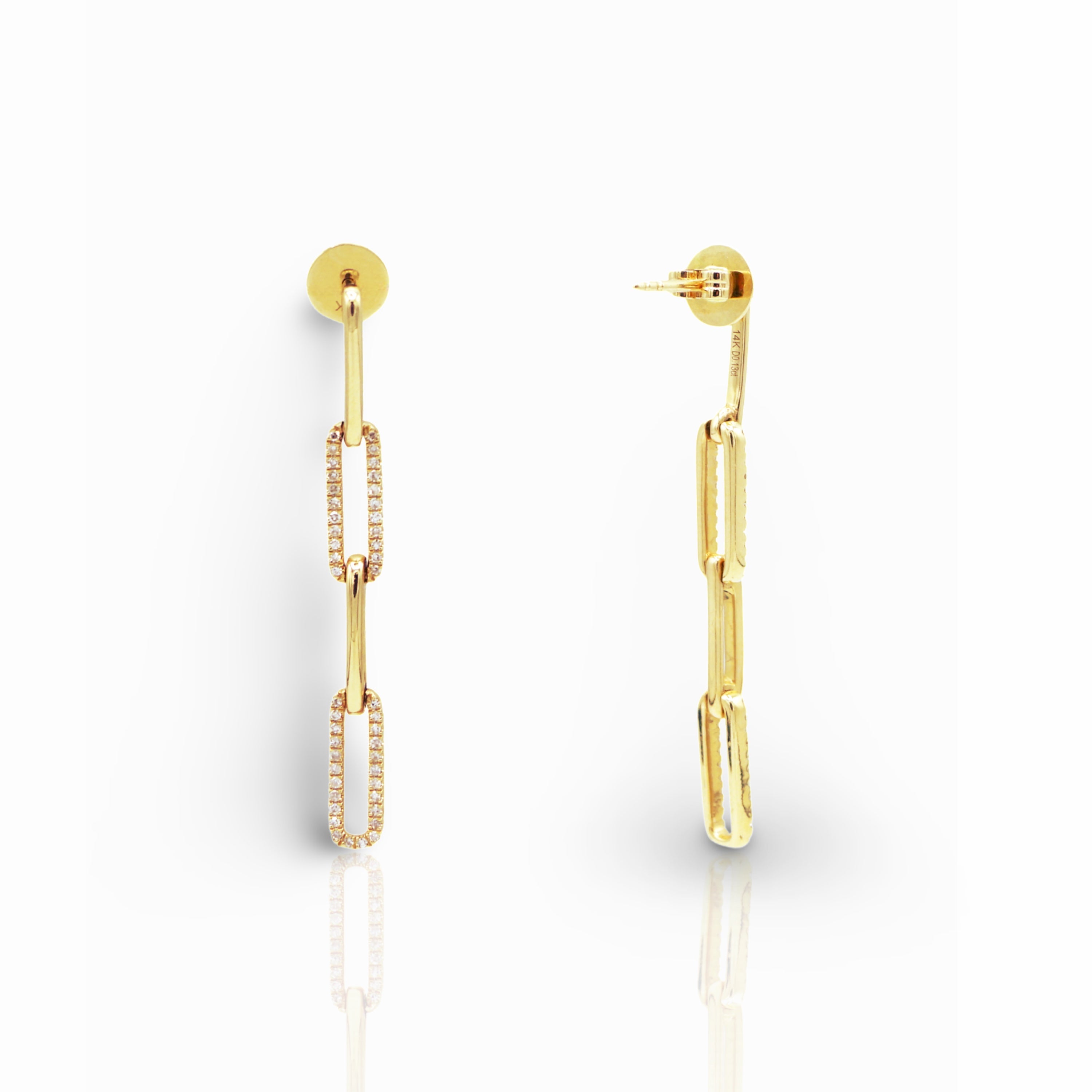 Paper Clip Drop Earrings - Elgrissy Diamonds