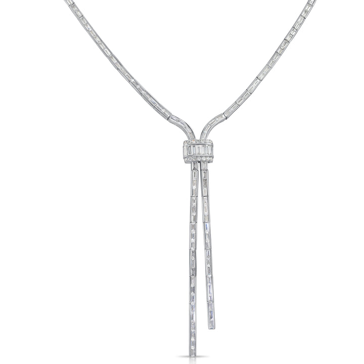 Modern Baguette Lariat Necklace (9.34ct Ct. Tw.) for Sale