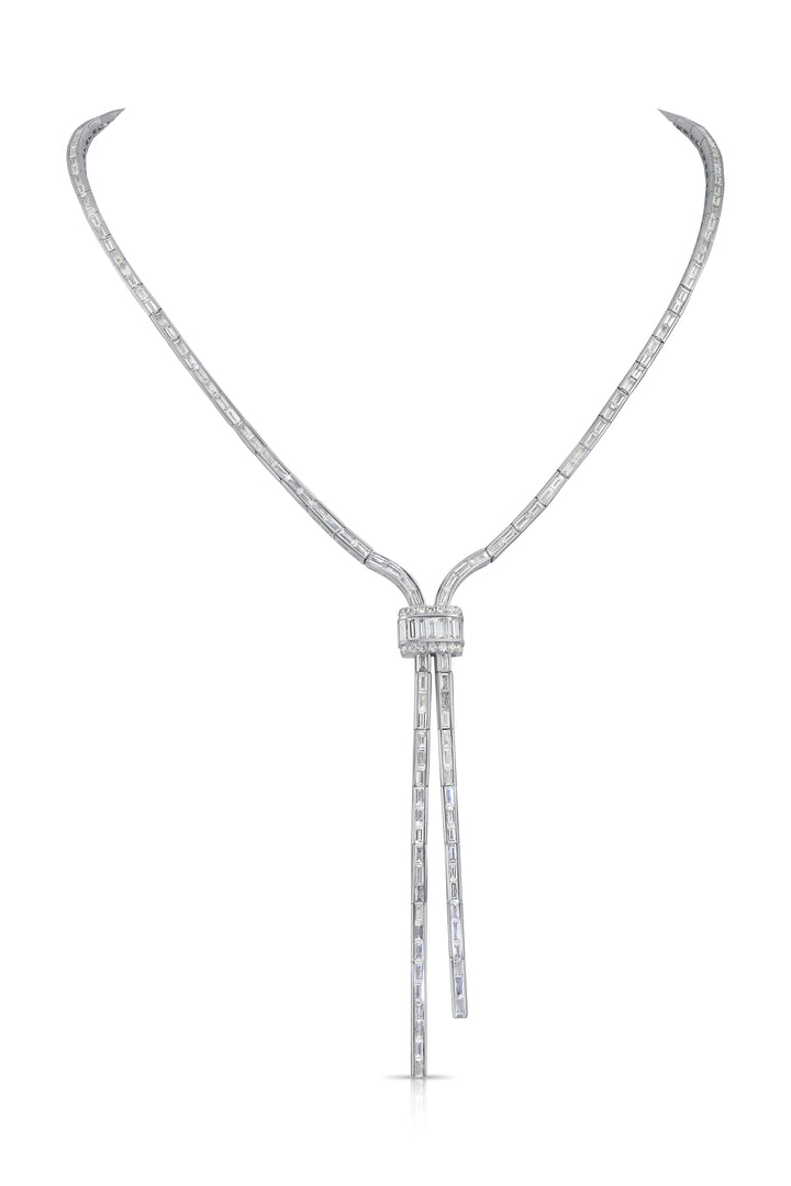 Modern Baguette Lariat Necklace (9.34ct Ct. Tw.) for Sale