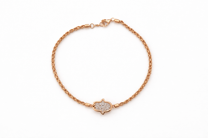 Hamsa Bezel Bracelet in Rose Gold  (2.12ctw)