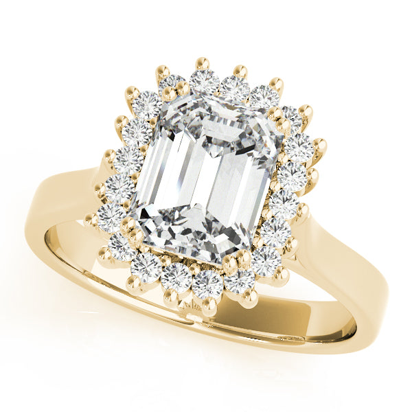 Floral Halo Emerald Cut Engagement Ring - Elgrissy Diamonds