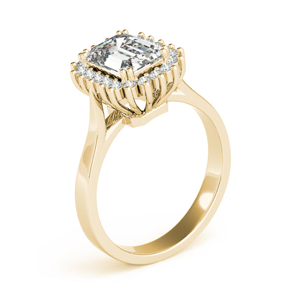 Floral Halo Emerald Cut Engagement Ring - Elgrissy Diamonds