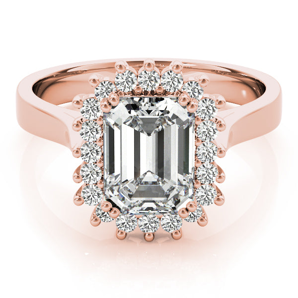 Floral Halo Emerald Cut Engagement Ring - Elgrissy Diamonds