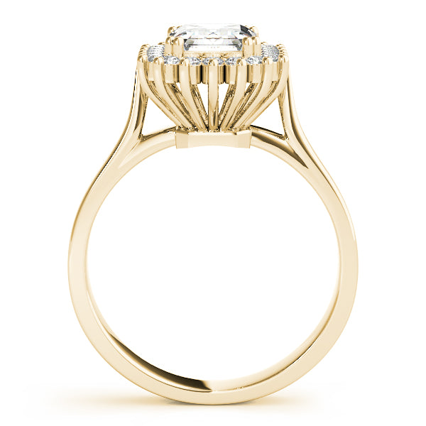 Floral Halo Emerald Cut Engagement Ring - Elgrissy Diamonds