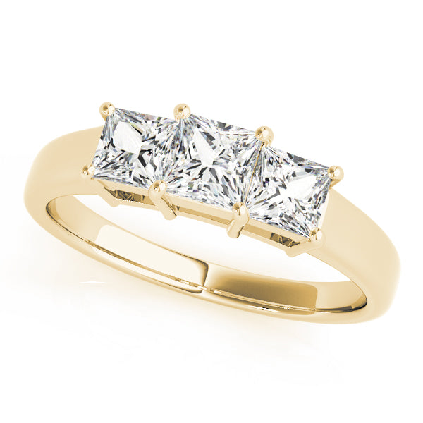Low Profile Three Stones Trellis Princess Cut Engagement Ring - Elgrissy Diamonds