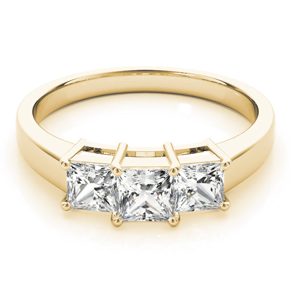 Low Profile Three Stones Trellis Princess Cut Engagement Ring - Elgrissy Diamonds
