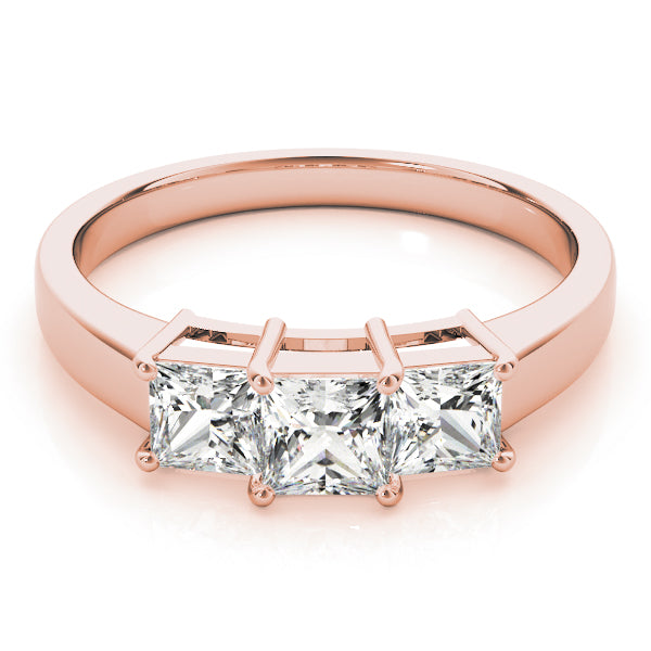 Low Profile Three Stones Trellis Princess Cut Engagement Ring - Elgrissy Diamonds