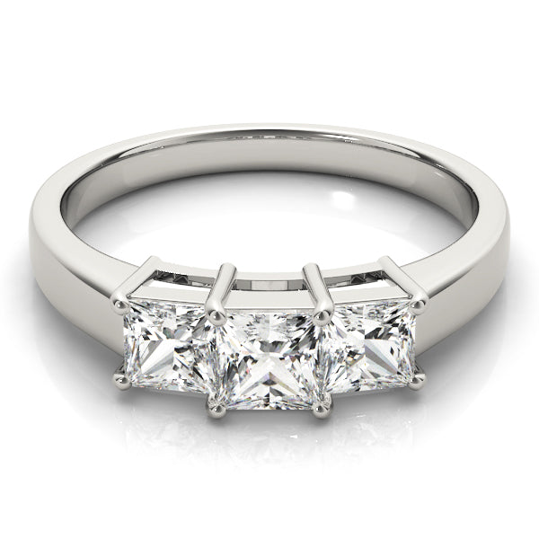 Low Profile Three Stones Trellis Princess Cut Engagement Ring - Elgrissy Diamonds