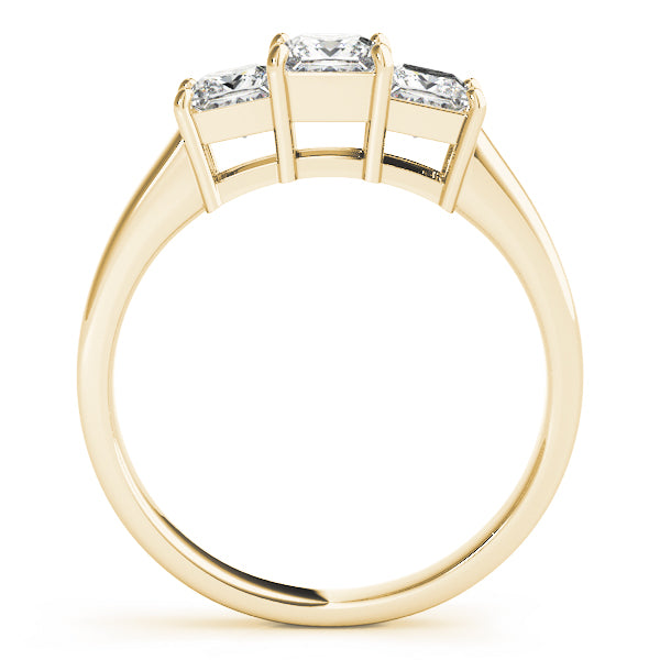 Low Profile Three Stones Trellis Princess Cut Engagement Ring - Elgrissy Diamonds