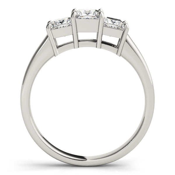 Low Profile Three Stones Trellis Princess Cut Engagement Ring - Elgrissy Diamonds