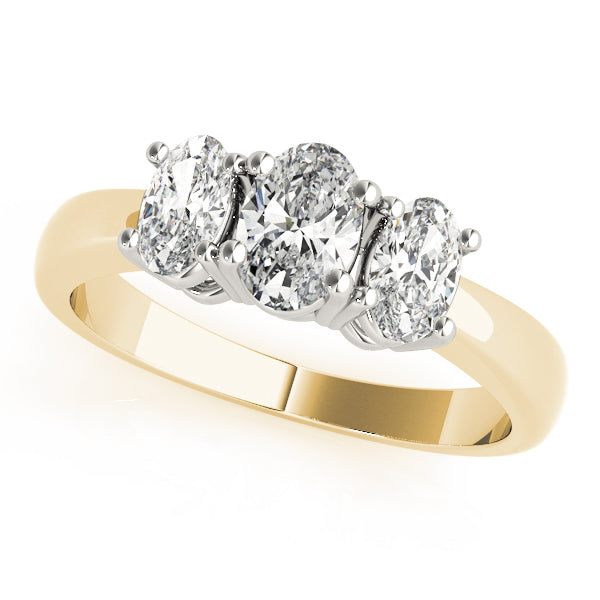 Three Stones Oval Tapered Engagement Ring - Elgrissy Diamonds