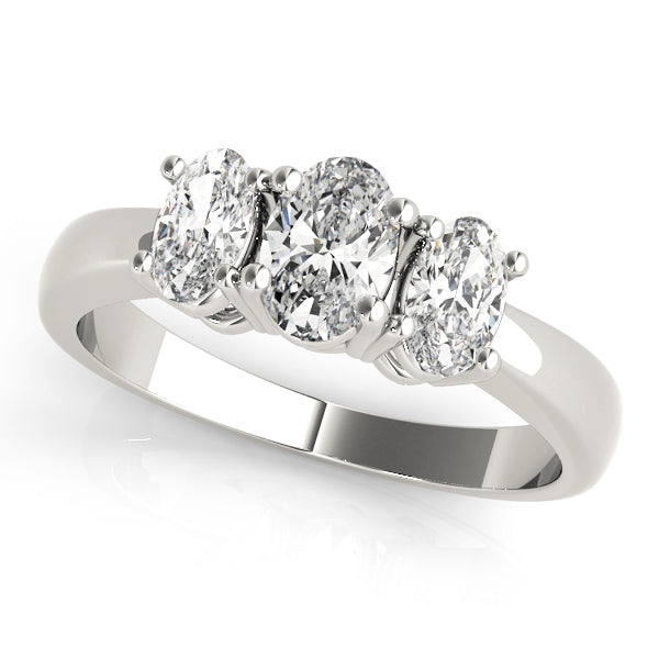 Three Stones Oval Tapered Engagement Ring - Elgrissy Diamonds