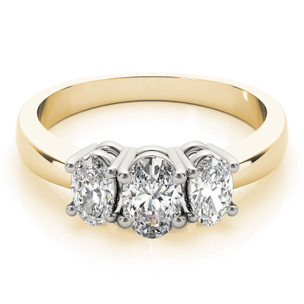 Three Stones Oval Tapered Engagement Ring - Elgrissy Diamonds
